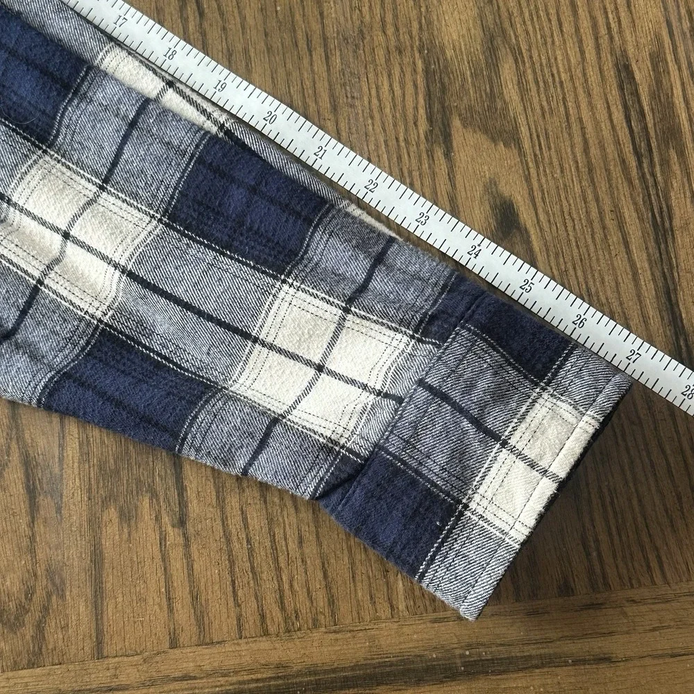 Cody James Blue Ivory Plaid Flannel Western Shirt Pearl Snap Flip Cuff Mens 2XL